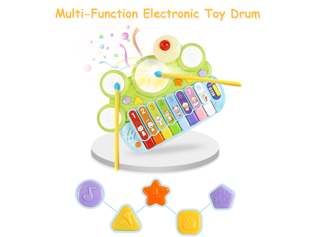 Costway 3 in 1 Musical Instruments Electronic Piano Xylophone Drum Set Learning Toys