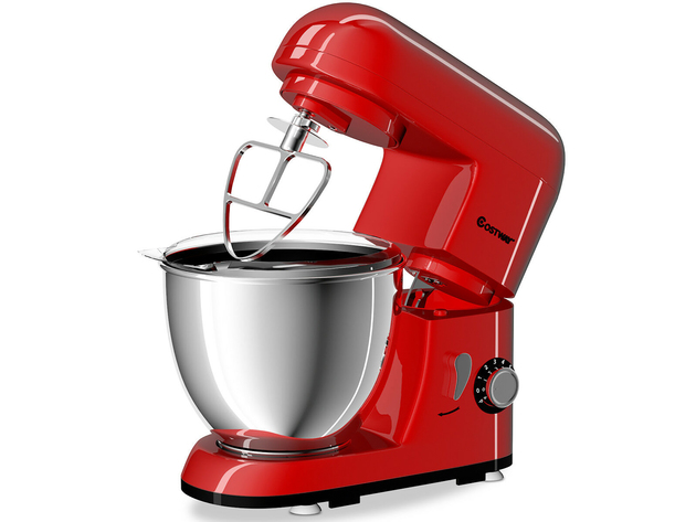 Costway Electric Food Stand Mixer 6 Speed 4.3Qt 550W Tilt-Head Stainless Steel Bowl New - Red