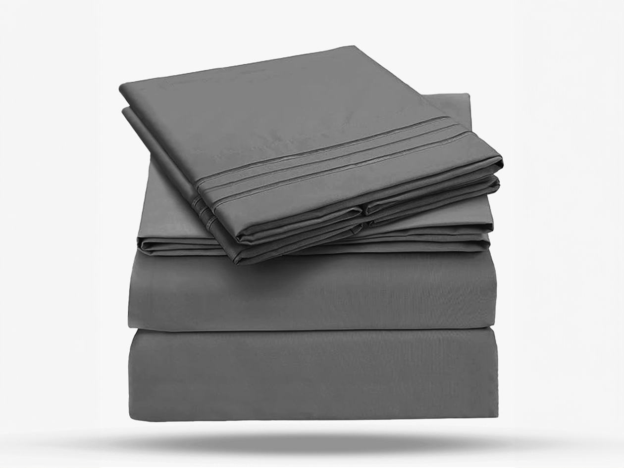 The Luxe 4-Piece Microfiber Bed Sheet Set (Charcoal/King)