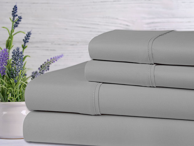 Bamboo 4-Piece Lavender Scented Sheet Set (Silver/Twin)