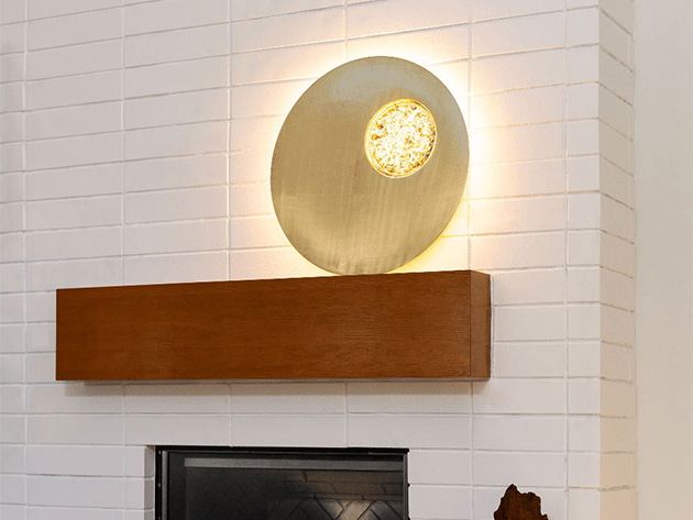 Modern Round Wall Sconce in Crystal & Steel