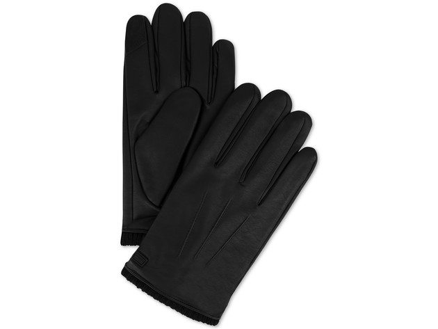 Calvin Klein Men's Triple Point Knit-Cuff Gloves Black Size Medium