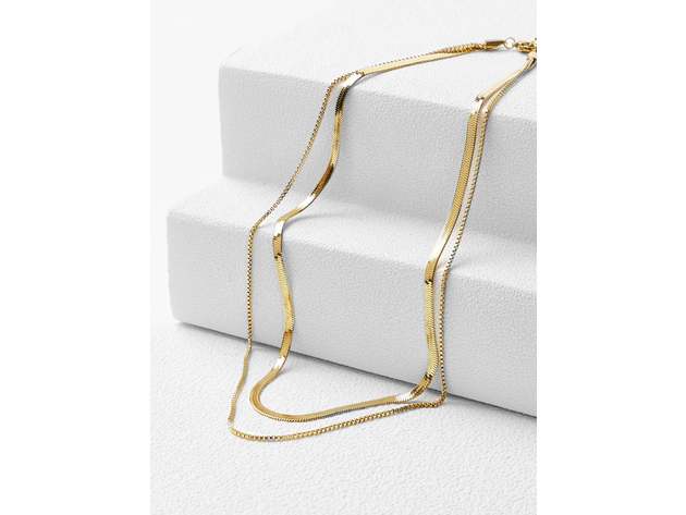 Complete Almost Any Outfit with This Chic Double Chain Necklace Plated in 18K Gold & Brass