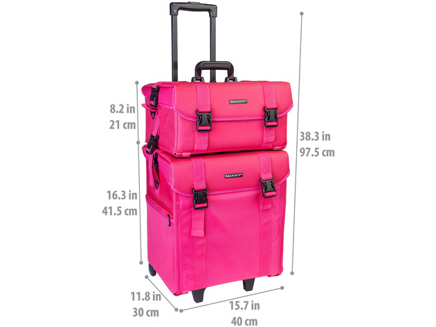 SHANY Soft Makeup Artist Rolling Trolley Cosmetic Case with Free Set of Mesh Bag - SUMMER ORCHID