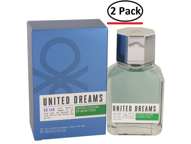 United Dreams Go Far by Benetton Eau De Toilette Spray 3.4 oz for Men (Package of 2)