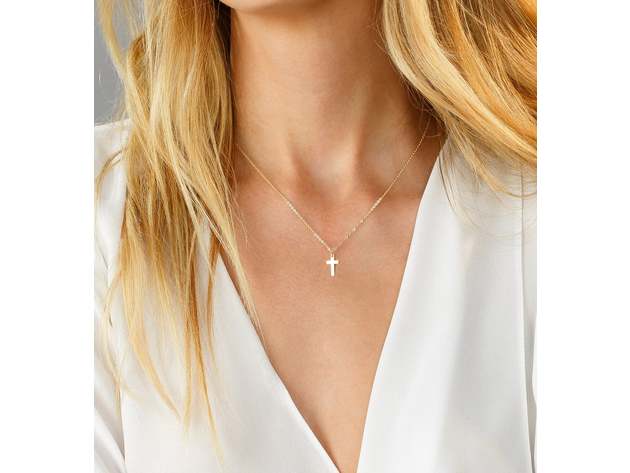 Tiny Cross Necklace - Rose