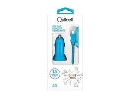 Quikcell Car Charger with Micro USB Cable for Android Phones - Blue