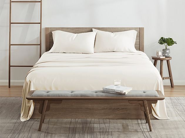 Kathy Ireland 300 Thread Count 100% Bamboo Rayon Sheet Set (Full/Ivory)
