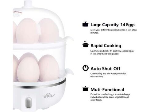 Egg Cooker, Bear 14 Egg Capacity Hard Boiled Egg Cooker, Rapid Electric Egg  Boiler Maker Poacher for Hard Boiled Scrambled Omelets Poached Eggs 