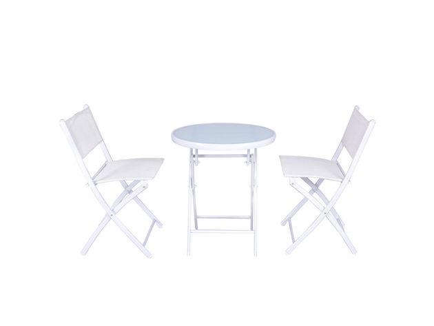 Costway 3 Piece Folding Bistro Table Chairs Set Garden Backyard Patio Furniture White