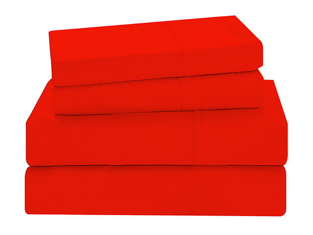 4-Piece Microfiber Sheet Set (Red/Queen)