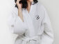 Sienna Terry Robe White with Black Monogram Letter  - Y