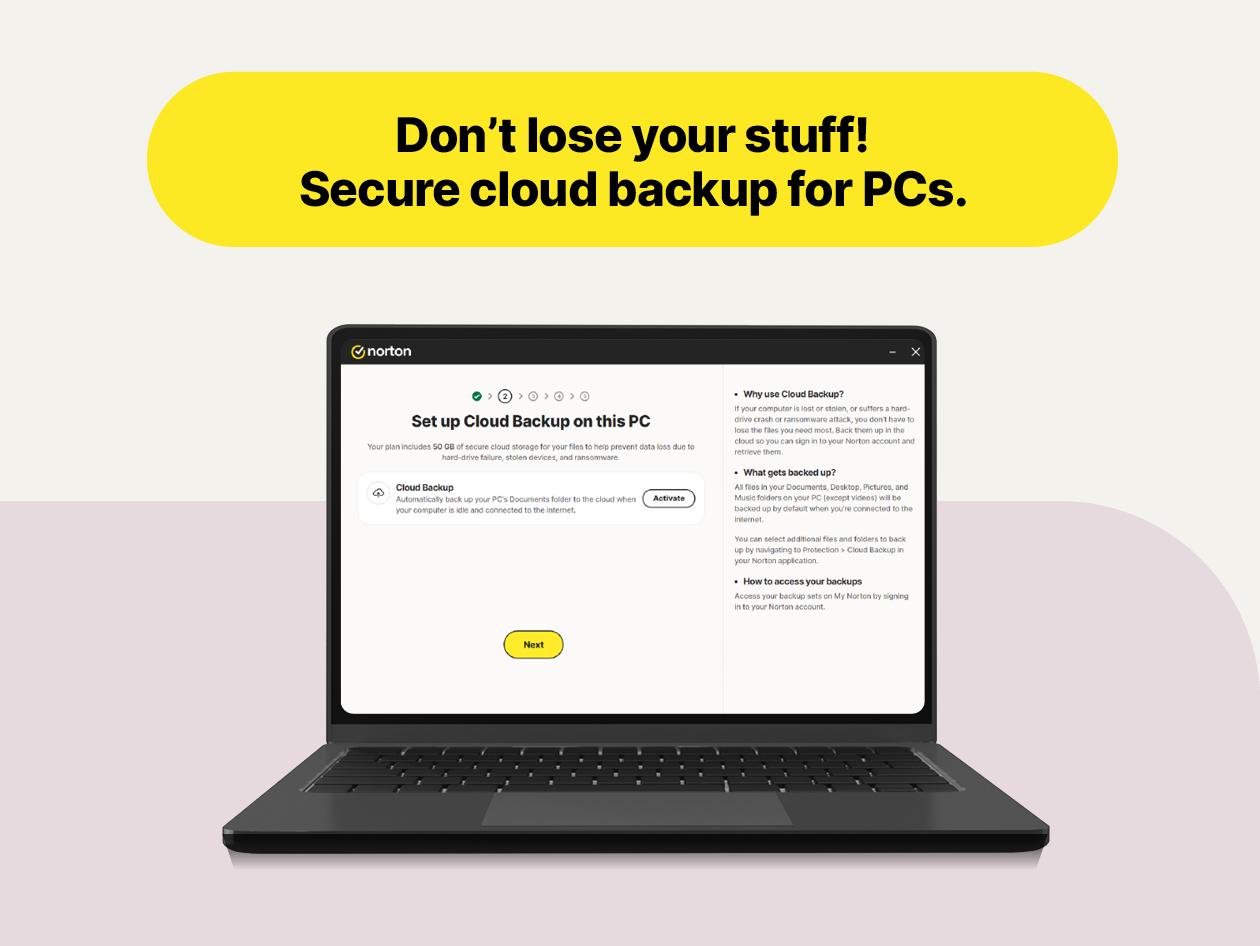 Norton 360 Deluxe: 25GB PC Cloud Backup for 3 Devices (15-Month Subscription)