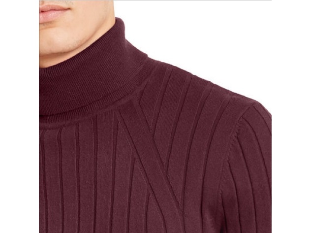 INC International Concepts Men's Ribbed Turtleneck Sweater Wine Size 3 Extra Large