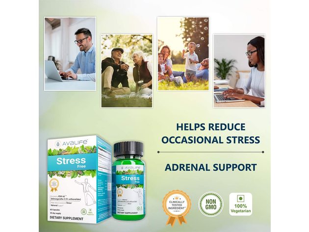 Avalife Stress Free Supplements - Anxiety Relief & Mood Enhancer for Men & Women - Gluten Free, Vegan & Non-GMO - 60 Capsules