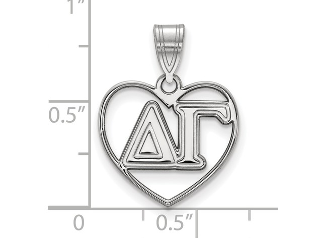 Sterling Silver Delta Gamma Heart Pendant