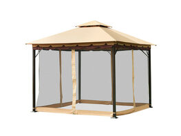 Costway 2-Tier 10'x10' Gazebo Canopy Tent Shelter Awning Steel Patio Garden Outdoor 