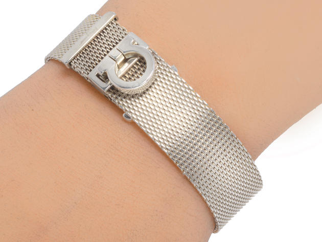 Ferragamo Gancini Sterling Silver Bracelet 704729 (Store Ferragamo Gancini Sterling Silver Bracelet 704729 (Store