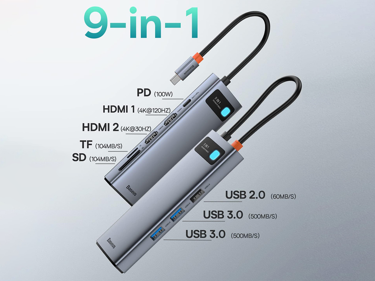 Baseus Joystar 9-in-1 USB-C Hub (Open Box)
