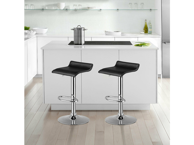 Costway Set of 2 Swivel Bar Stool PU Leather Adjustable Kitchen Counter Bar Chairs - Black