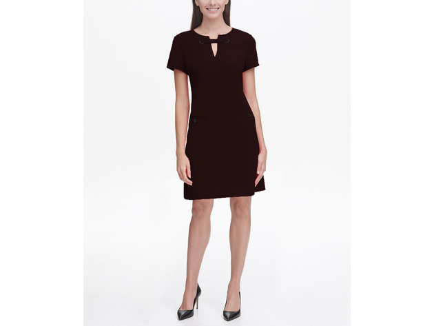 Tommy Hilfiger Women's Scuba Crepe Grommet Top Pocket Dress Black Size 2