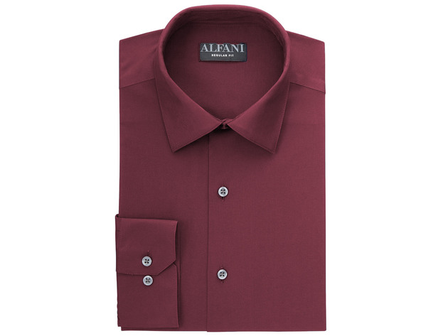 Alfani Men's Solid Dress Shirt Burgundy Size 17x34-35 | StackSocial