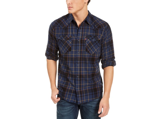 Levi's Men's Curran Regular-Fit Plaid Shirt Blue Size Large | StackSocial