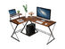 Costway 58'' x 44'' L-Shaped Computer Gaming Desk w/ Monitor Stand & Host Tray Home Office Walnut