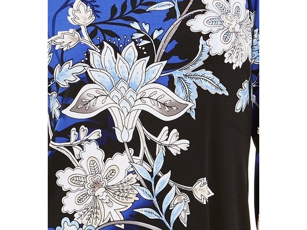 JM Collection Women's Printed Hardware-Keyhole TunicNavy Size X-Small