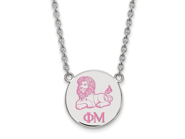Sterling Silver Phi Mu Small Enamel Necklace