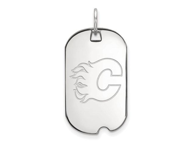 Sterling Silver NHL Calgary Flames Dog Tag Pendant