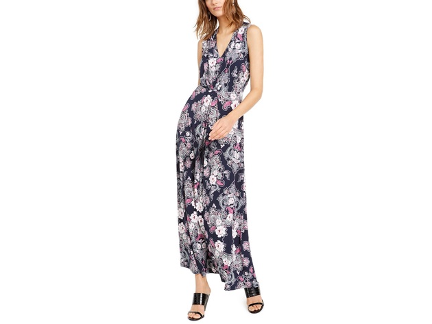 INC International Concepts Women's Printed Maxi Dress Black Size Large