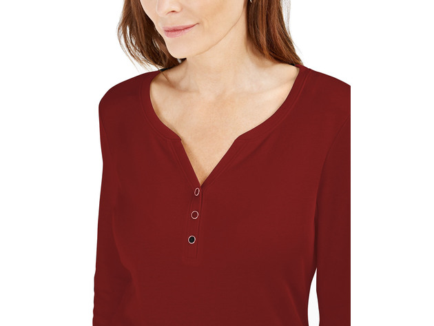 Chemisier Karen Scott Femme - Taille S, Manches Courtes, Col Rond, Couleur Moutarde, Polyester-rayon