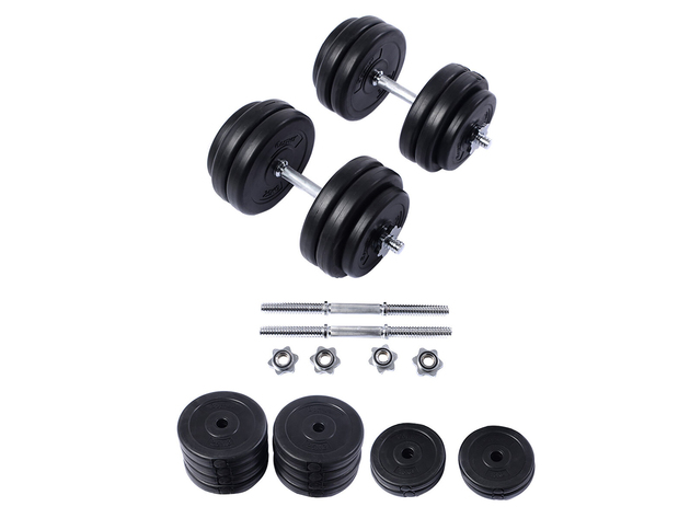 Weight Dumbbell Set 66 LBS Adjustable Cap Gym Home Barbell Plates Body Workout 