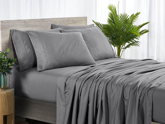 Bamboo 2000 Count 6-Piece Sheet Set with SnugGrip (Gray/Twin XL)