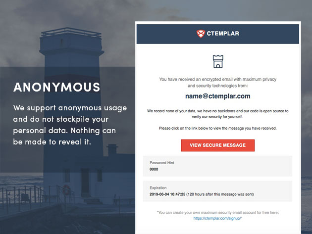 CTemplar End-to-End Encrypted Email Prime Plan: 5-Yr Subscription