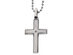 Mens Cross Pendant Necklace in Stainless Steel with Diamond Accent and Chain