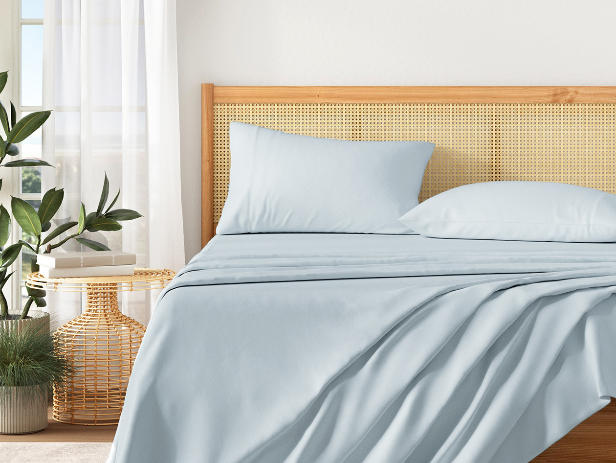 4-Piece Pre-Washed Microfiber Sheet Set (Blue/Full)