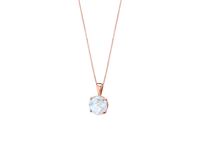 Opal-like Pendant Drop Necklace (Rose Gold)