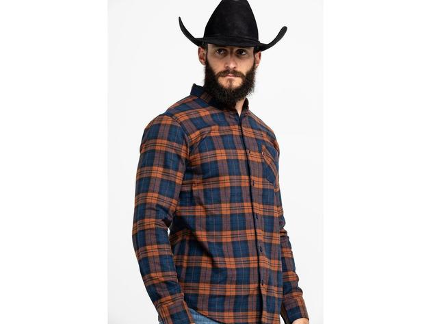 Levi's Men's Ferra Plaid Button Long Sleeve Western Flannel Shirt Orange  Size 2 Extra Large