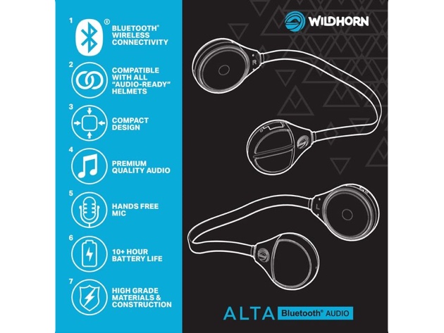 WildHorn Outfitters Alta Rugged Wireless Bluetooth Helmet Drop In Headphones (Used)