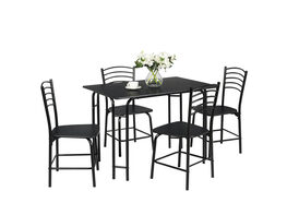 Costway 5 Piece Dining Set Home Kitchen Table and 4 Chairs with Metal Legs Modern Black