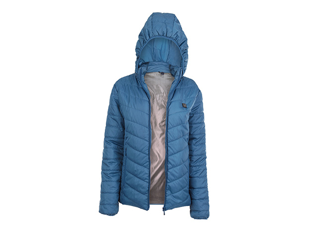 CALDO-X Heated Jacket with Detachable Hood (Denim/Small, Requires Power Bank)