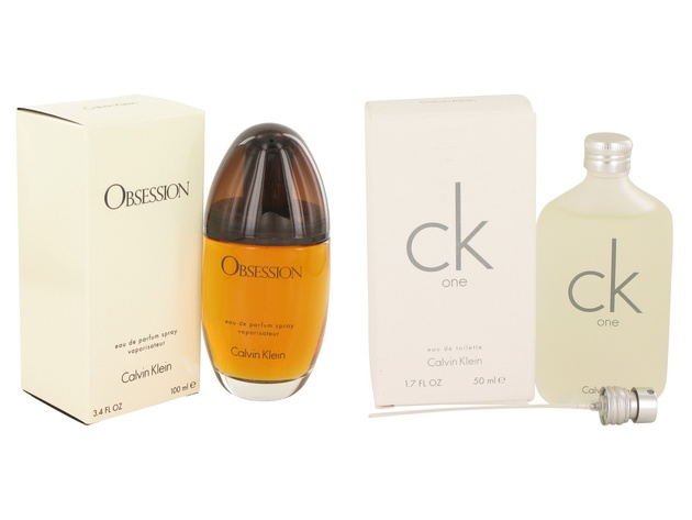 Gift set  OBSESSION by Calvin Klein Eau De Parfum Spray 3.4 oz And  CK ONE EDT Pour/Spray (Unisex) 1.7 oz