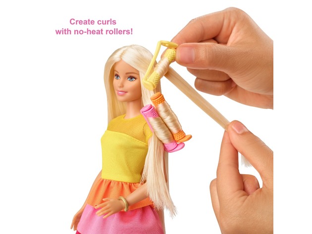 Barbie Ultimate Curls Blonde Doll and Hairstyling Playset with No-Heat Curling Tools