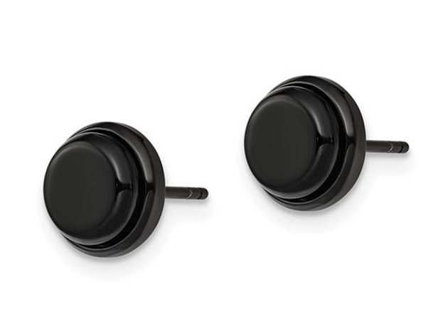 Stainless Steel Polished Black Plated Post Earrings