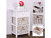Costway 2 Piece Night Stand 3 Tiers 1 Drawer Bedside End Table Organizer Wood W/2 Baskets - White