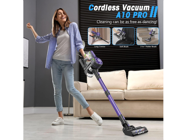 Zoker A10 Cordless Vacuum Cleaner with High-Speed Brushless Motor - Purple (Open Box)