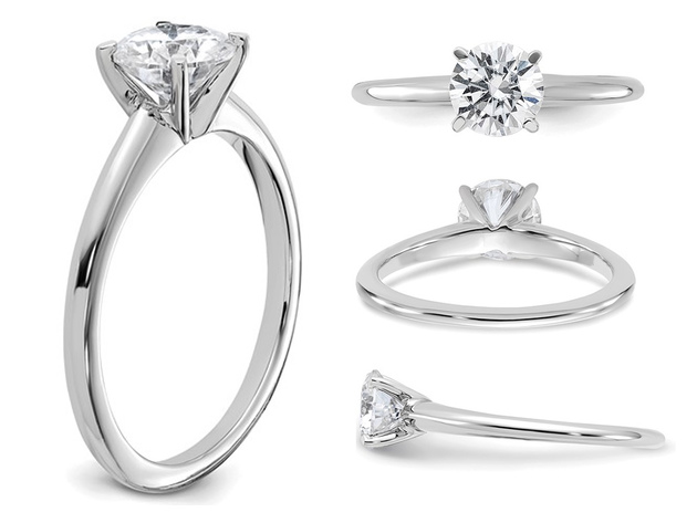 1.00 Carat (ctw Color-D-E-F) Synthetic Moissanite Solitaire Engagement Ring in 14K White Gold - 9