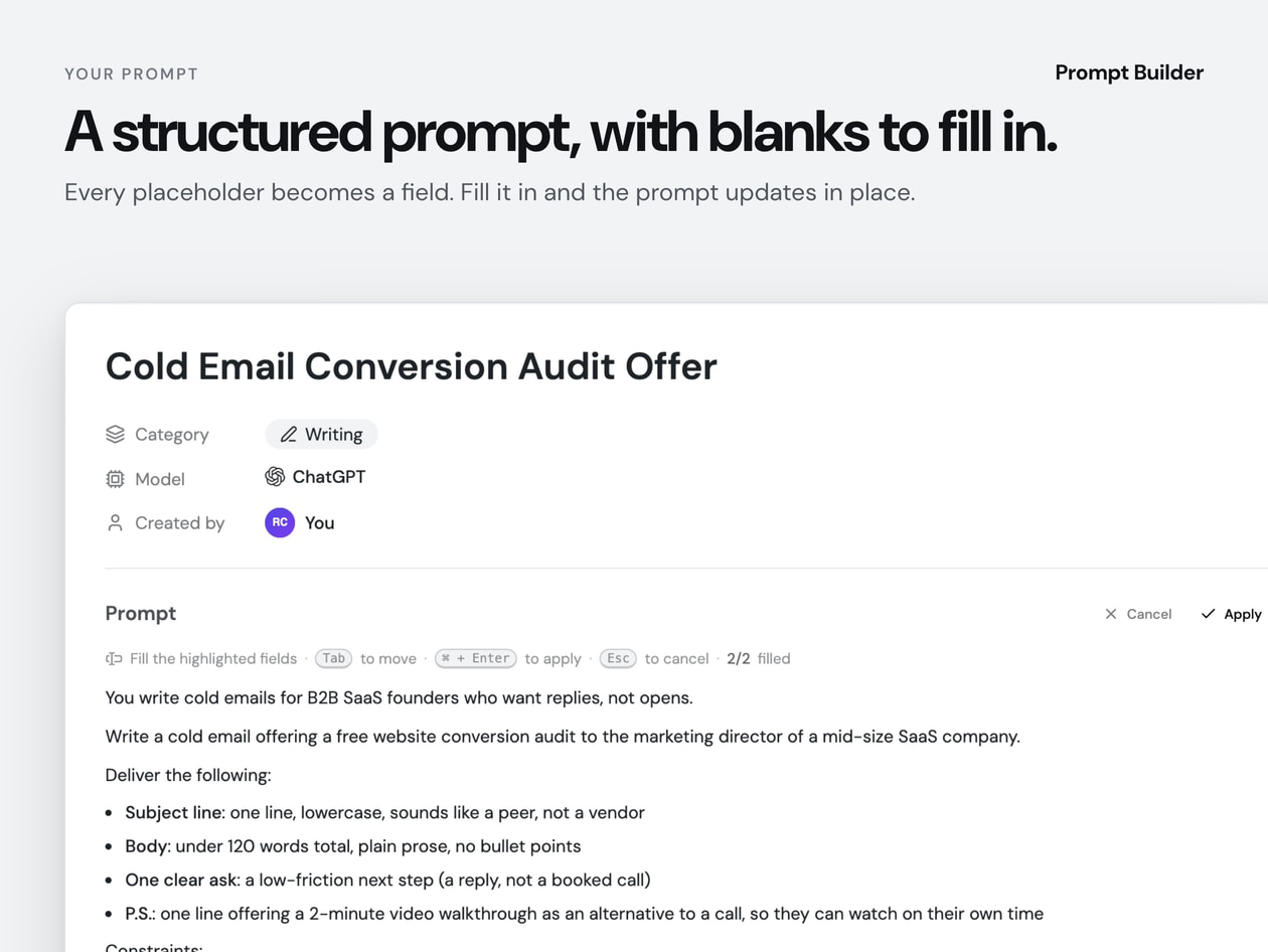 PromptBuilder - AI Prompt Optimizer Pro Plan: Lifetime Subscription